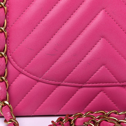 Chanel Lambskin Chevron Quilted Medium Double Flap Pink 15 of 17
