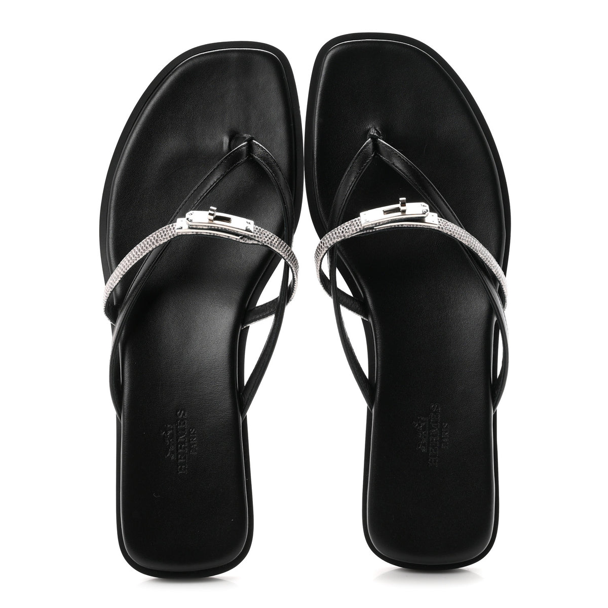 Calfskin Lizard Miss Sandals 38.5 Black Ombre
