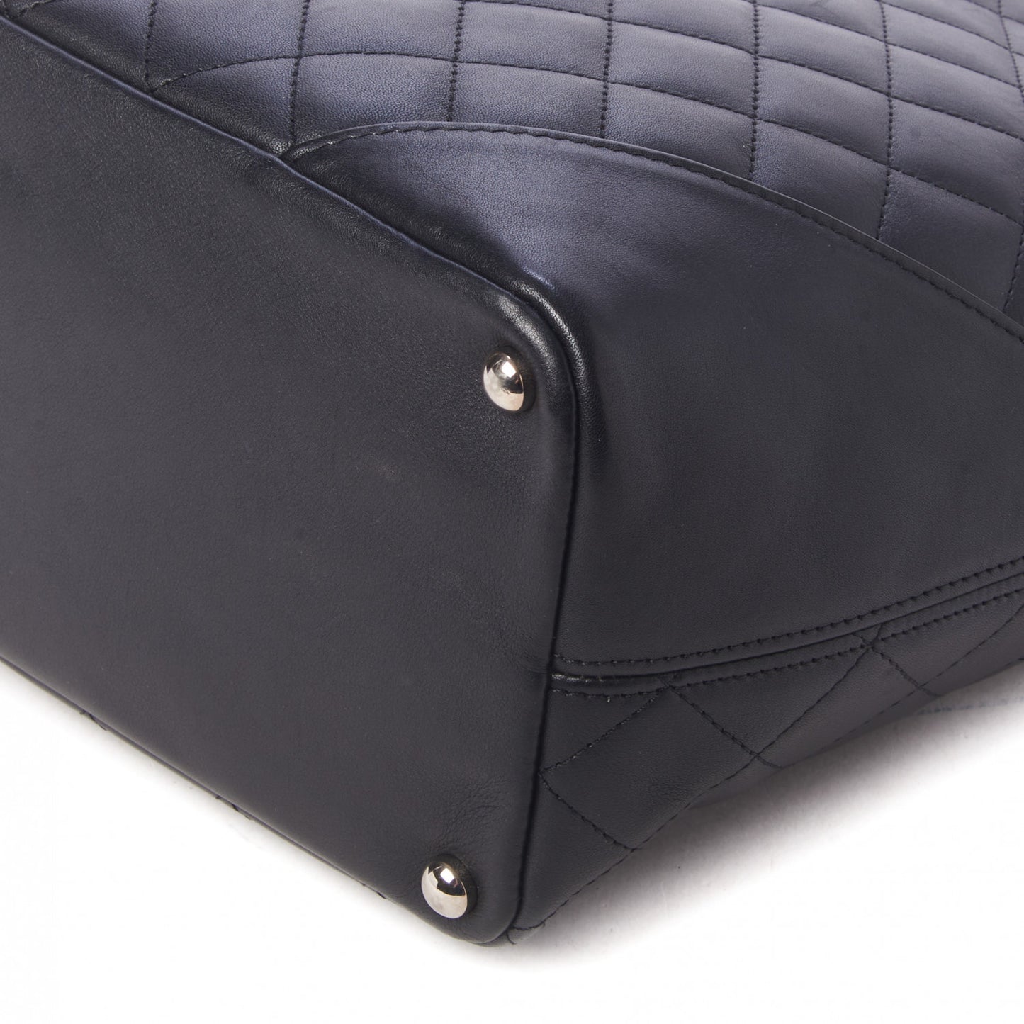 Calfskin Quilted Medium Cambon Tote Black White