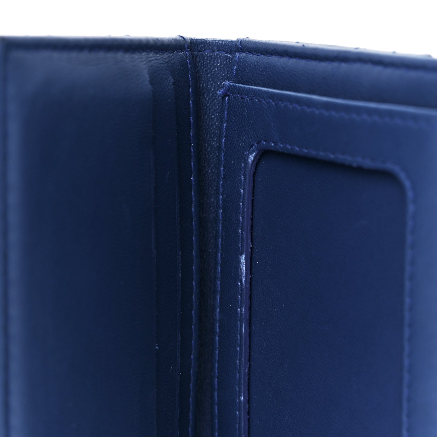 Lambskin Quilted CC Card Holder Wallet Blue