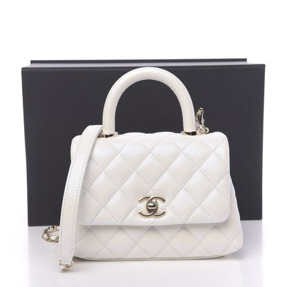 Chanel Iridescent Caviar Quilted Extra Mini Coco Handle Flap Ivory 11 of 11