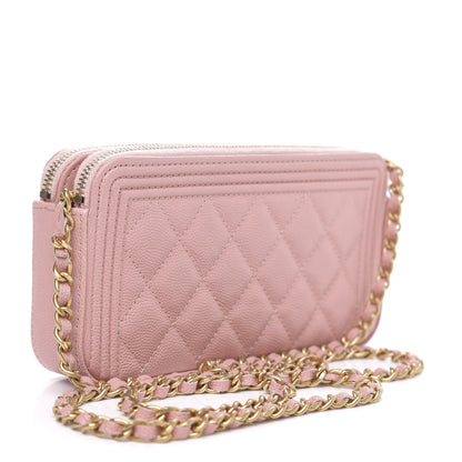 Chanel Caviar Quilted Small Boy Clutch With Chain Pink 3 of 12