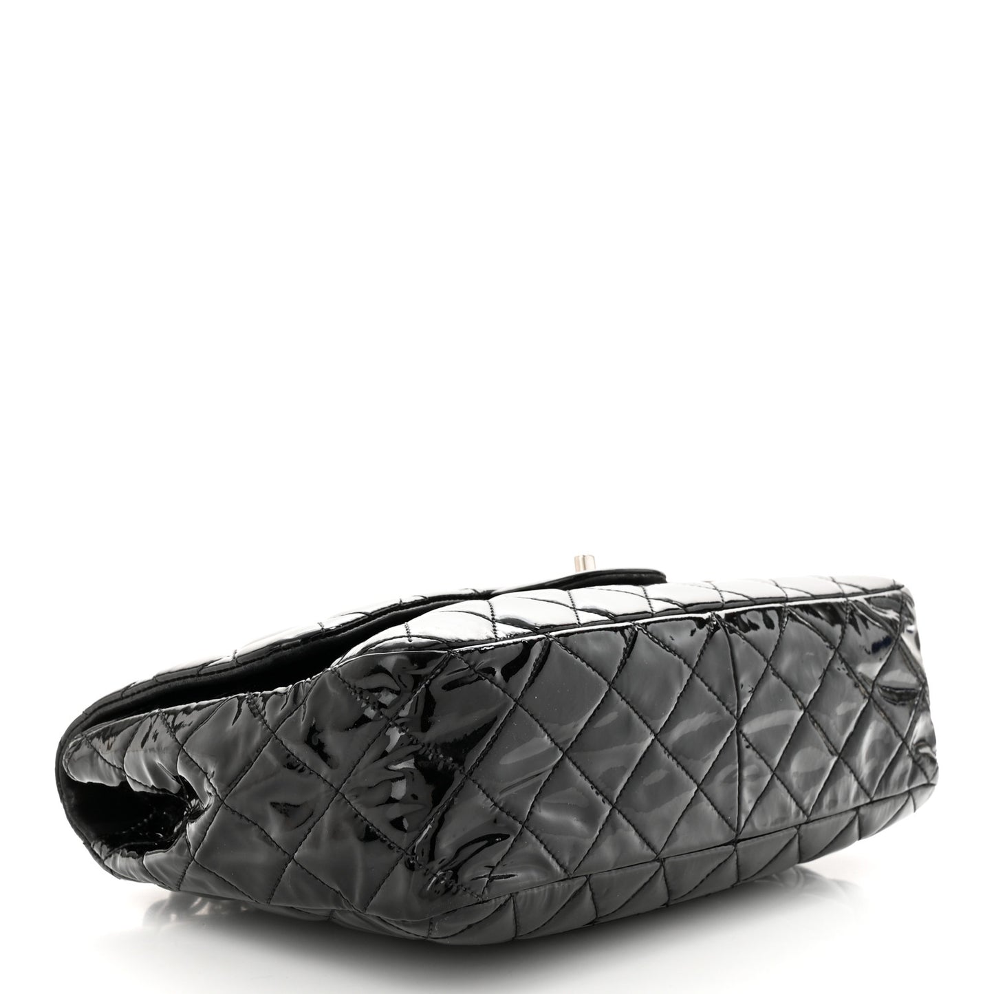 Patent Quilted Jumbo Single Flap Black
