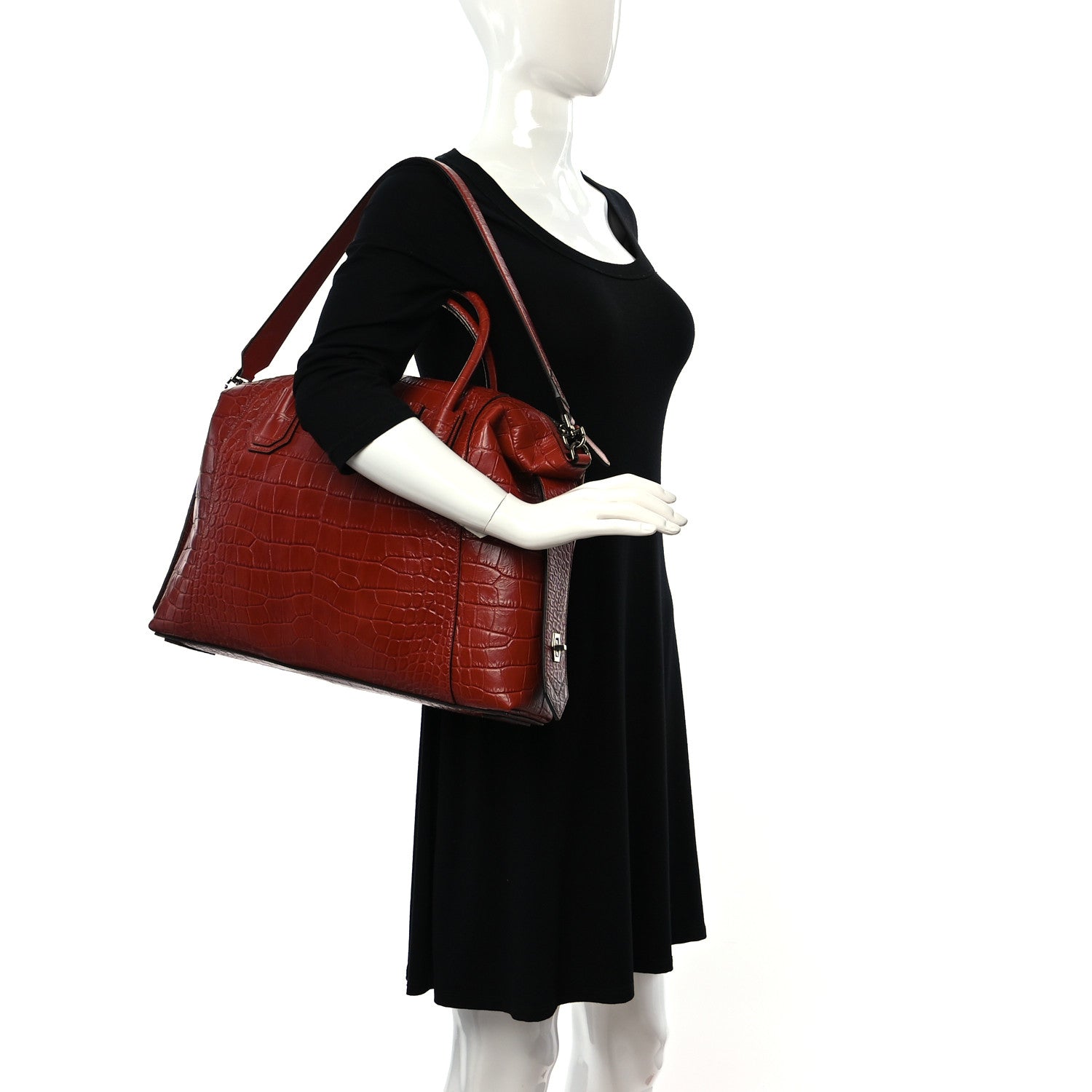 Givenchy Calfskin Crocodile Embossed Medium Soft Antigona Paprika 3 of 9