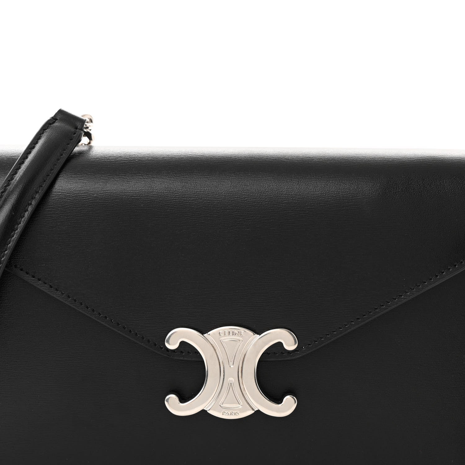 Celine Shiny Calfskin Triomphe Margo Wallet on Chain Black 8 of 11