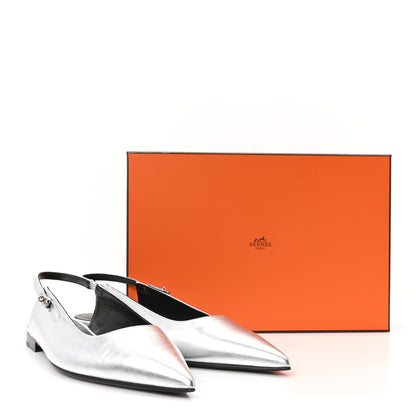 Hermes Nappa Lovely Slingback Flats 40 Gris Argent 10 of 10