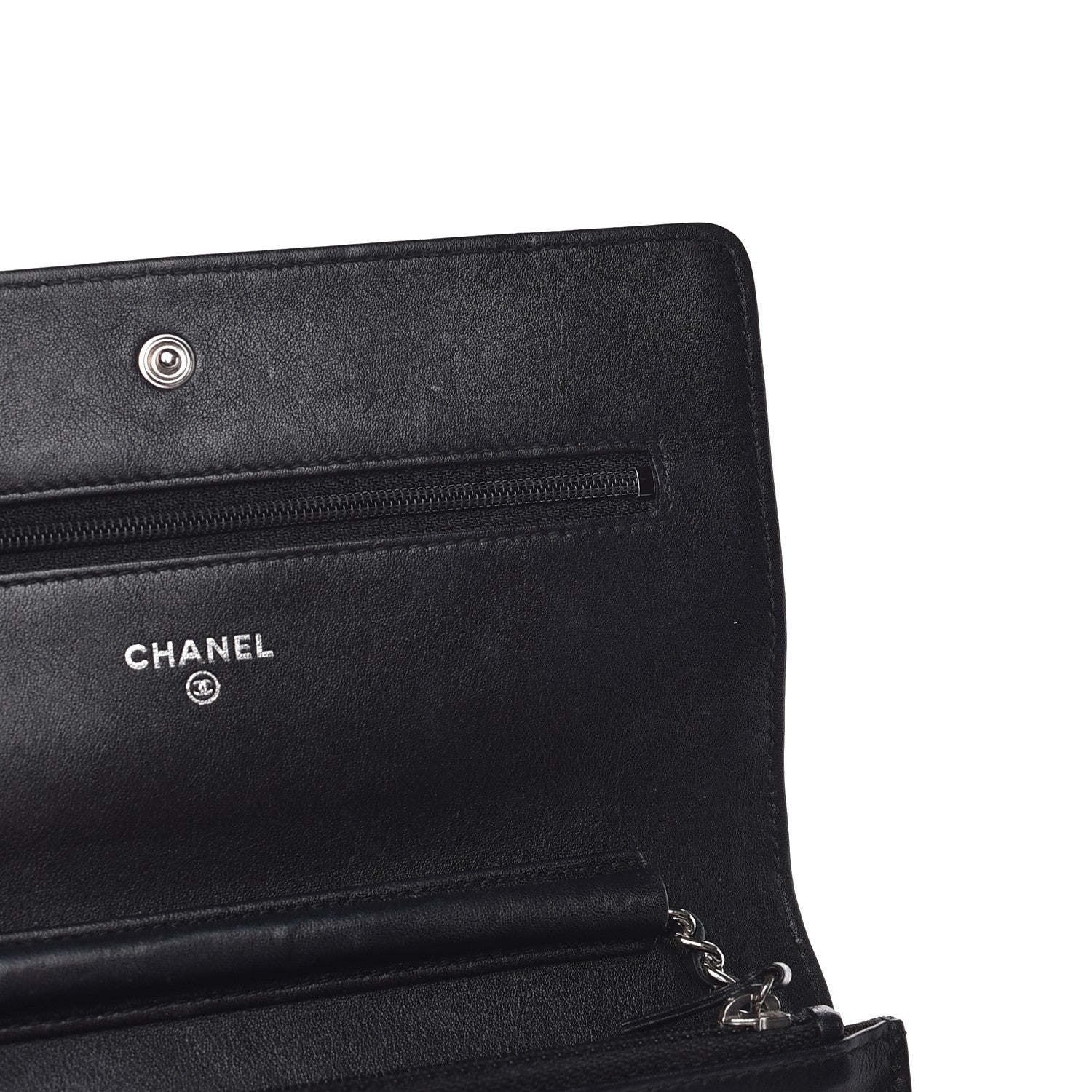 Chanel Lambskin Diamond Stitched Wallet On Chain WOC Black 10 of 10