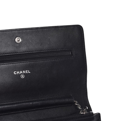 Chanel Lambskin Diamond Stitched Wallet On Chain WOC Black 10 of 10