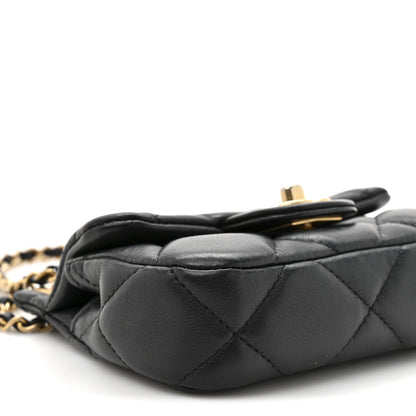Chanel Calfskin Quilted Lady Handle Flap Card Holder With Chain Black 10 of 11