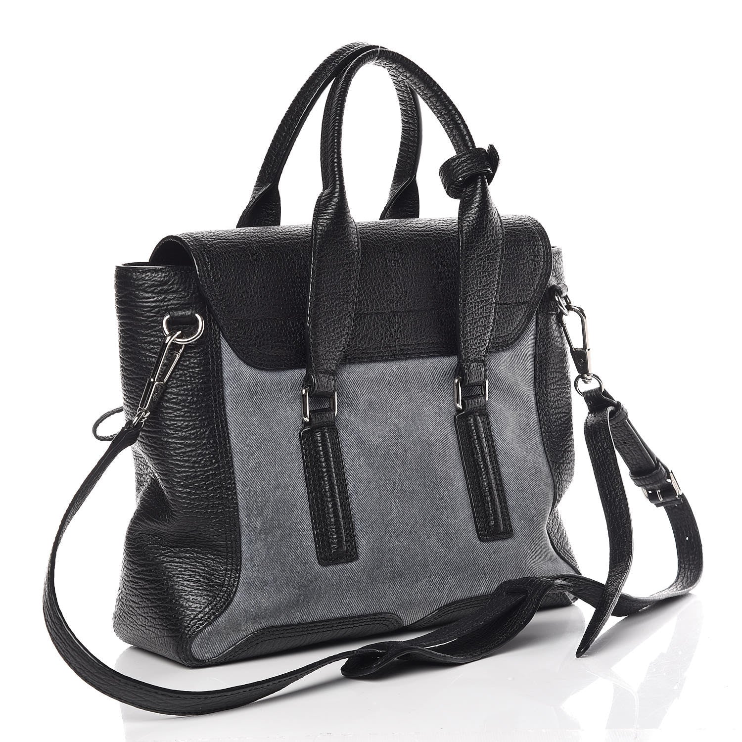 3.1 Phillip Lim 3.1 Textured Calfskin Denim Medium Pashli Satchel 3 of 13