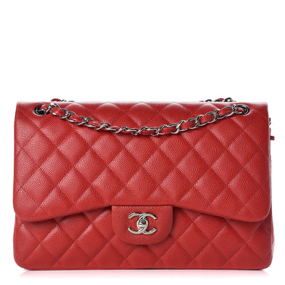 Chanel Caviar Quilted Jumbo Double Flap Red 1 of 9