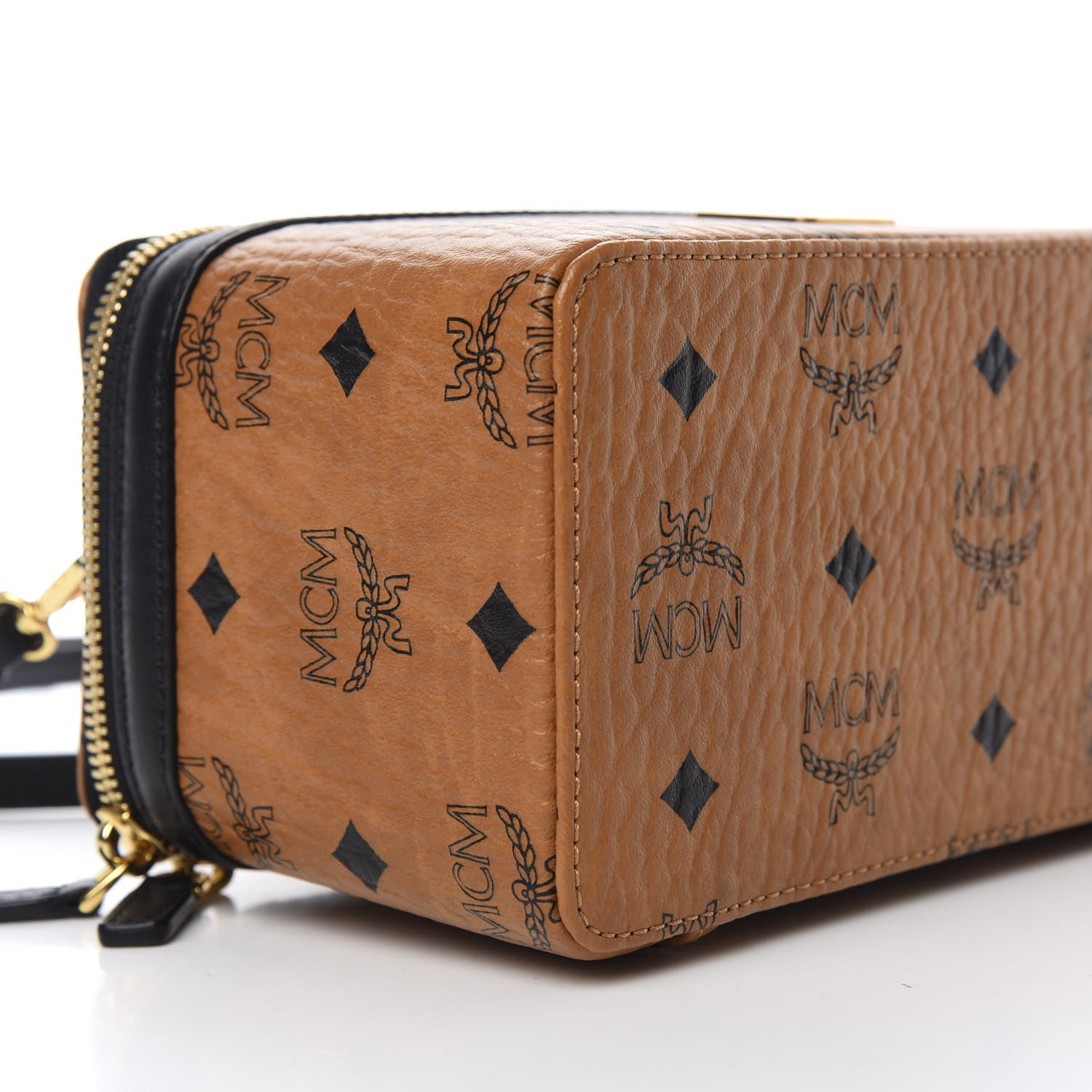 MCM Visetos Vanity Case Cognac Black 7 of 9