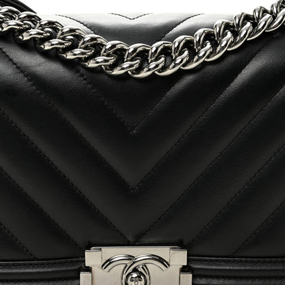 Chanel Lambskin Chevron Quilted Medium Boy Flap Black 8 of 10