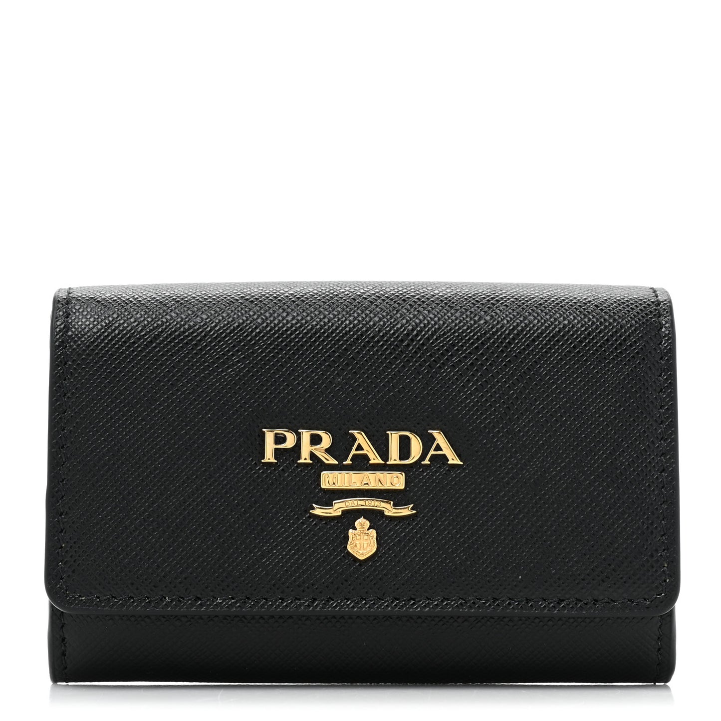 Saffiano Foldover Card Holder Wallet Black