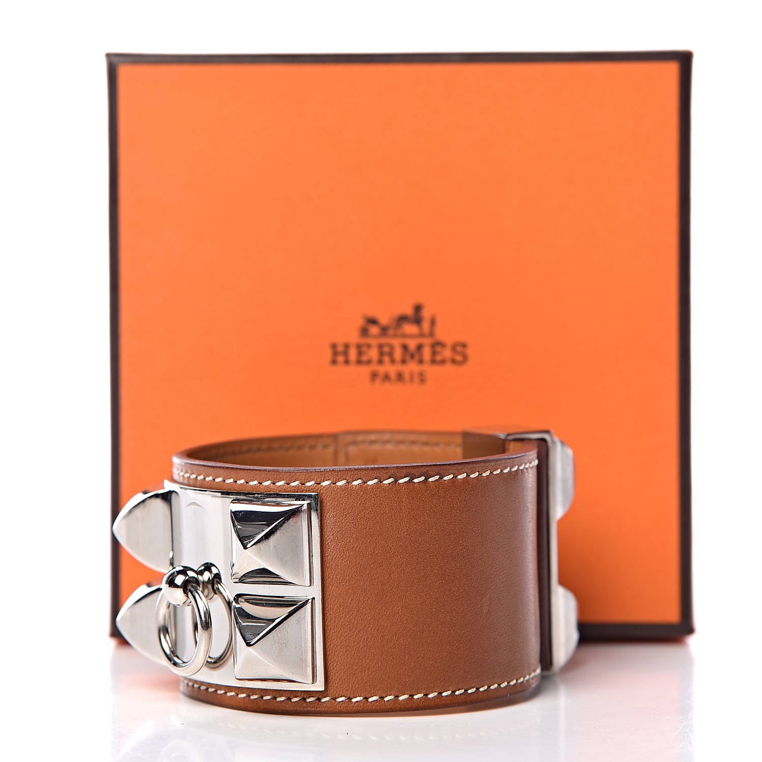Hermes Barenia Collier De Chien CDC Bracelet L Fauve 7 of 7