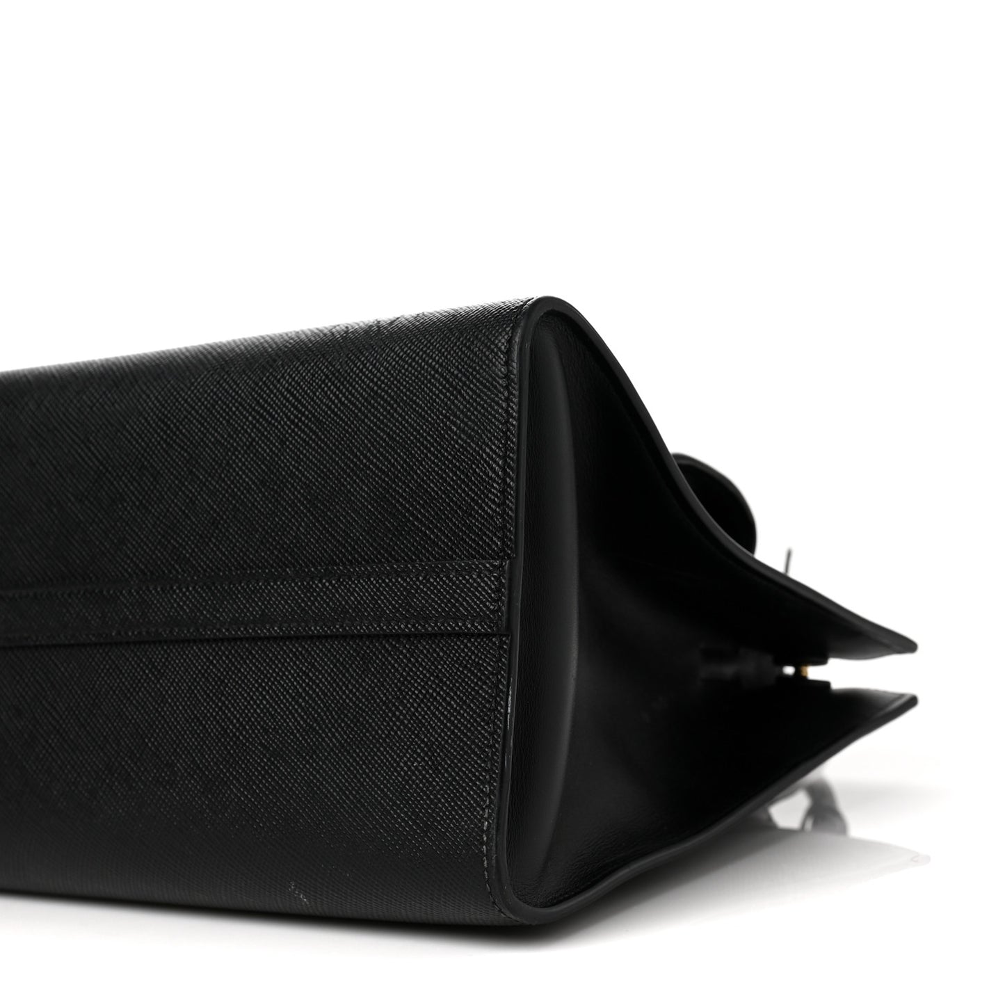 Saffiano Cuir Calfskin Medium Monochrome Top Handle Tote Black