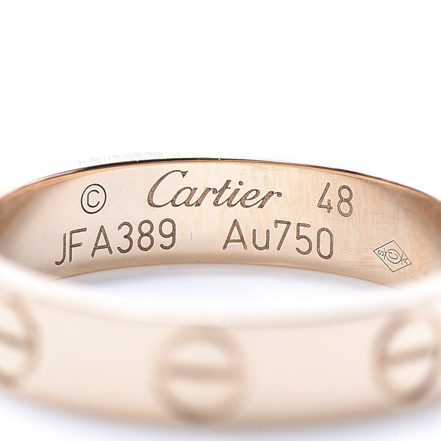 18K Pink Gold 3.5mm LOVE Wedding Band Ring 48 4.5