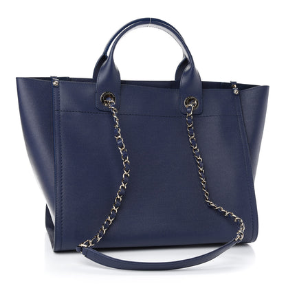 Chanel Caviar Small Studded Deauville Tote Navy 3 of 9