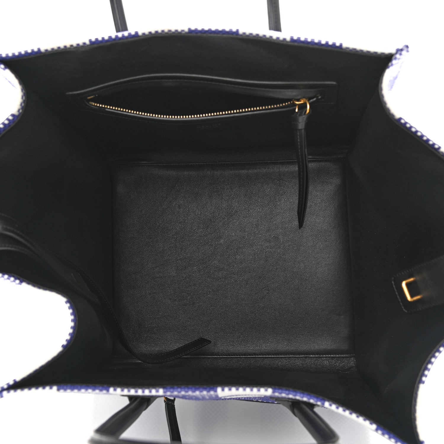 Celine Gingham Woven Medium Phantom Luggage Cobalt 4 of 9