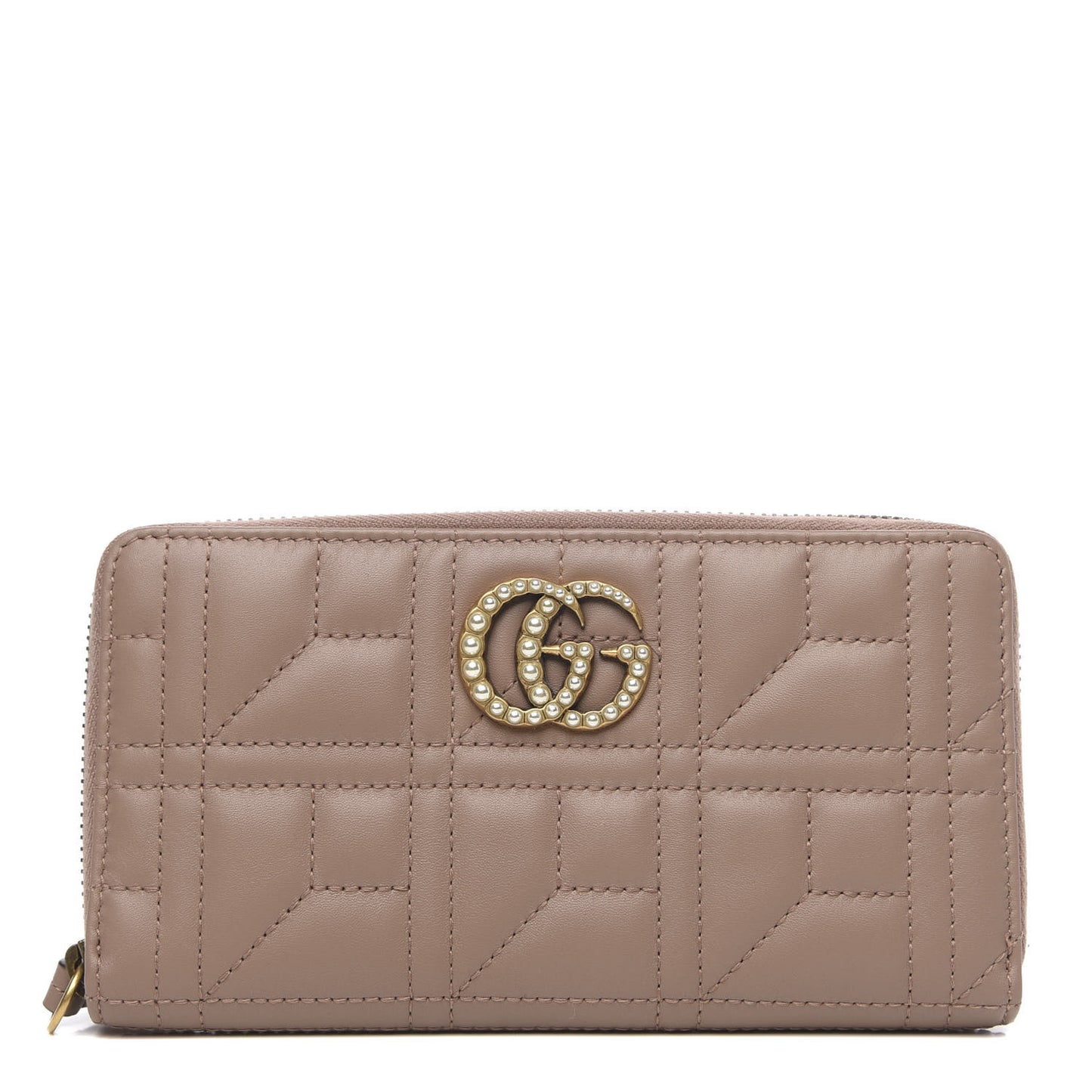Calfskin Matelasse Pearly GG Marmont Zip Around Wallet Porcelain Rose