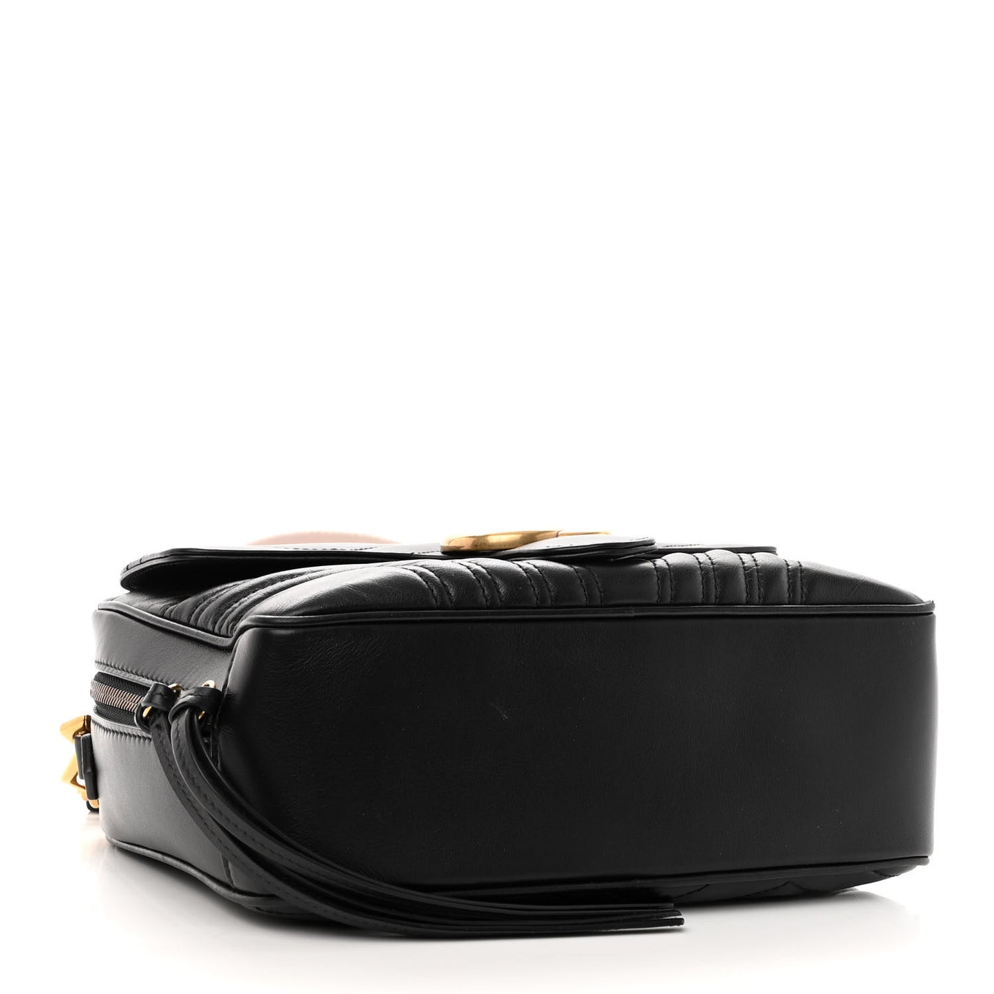 Calfskin Matelasse Sylvie Web Small GG Marmont Top Handle Shoulder Bag Black