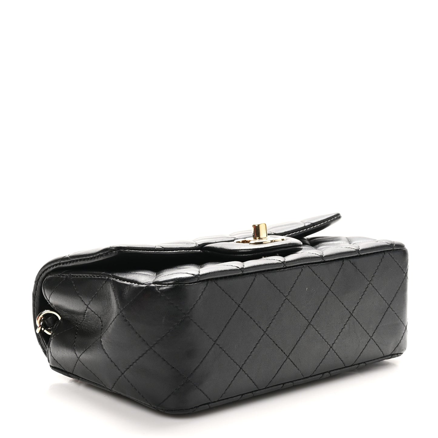 Lambskin Quilted Mini Rectangular Flap Black
