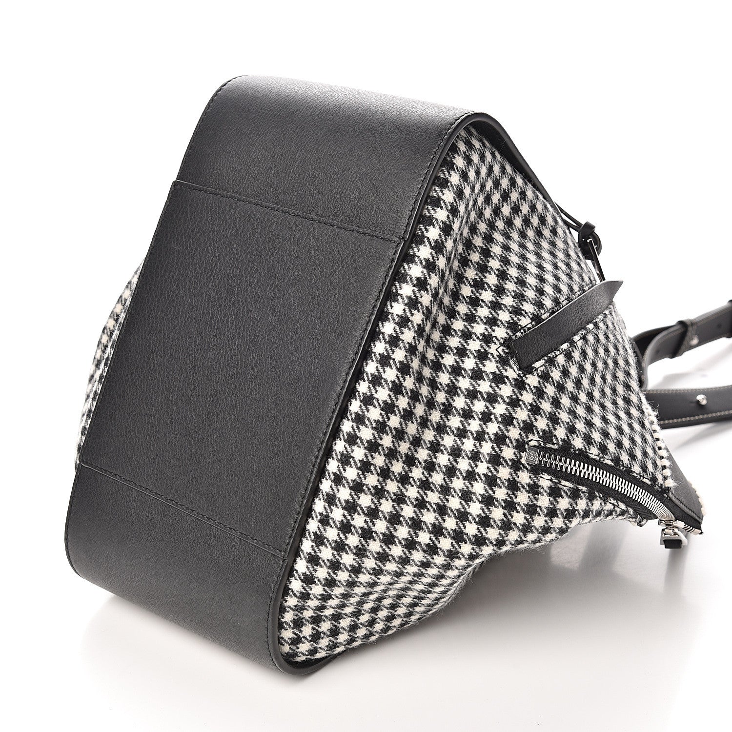 Loewe Calfskin Tweed Small Hammock Shoulder Bag Black White 7 of 8