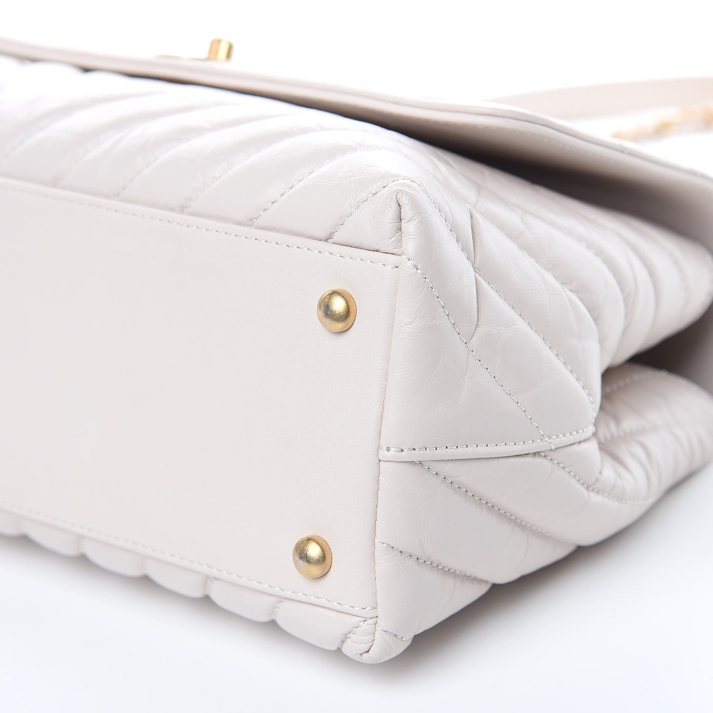 Aged Calfskin Chevron Quilted Small Coco Handle Flap Rose Pale