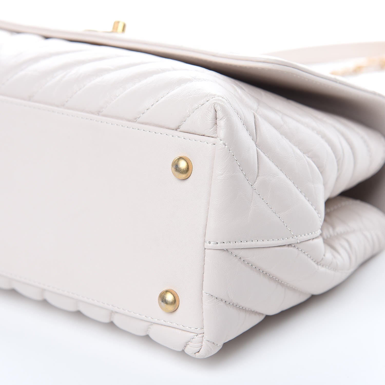 Chanel Aged Calfskin Chevron Quilted Small Coco Handle Flap Rose Pale 9 of 10