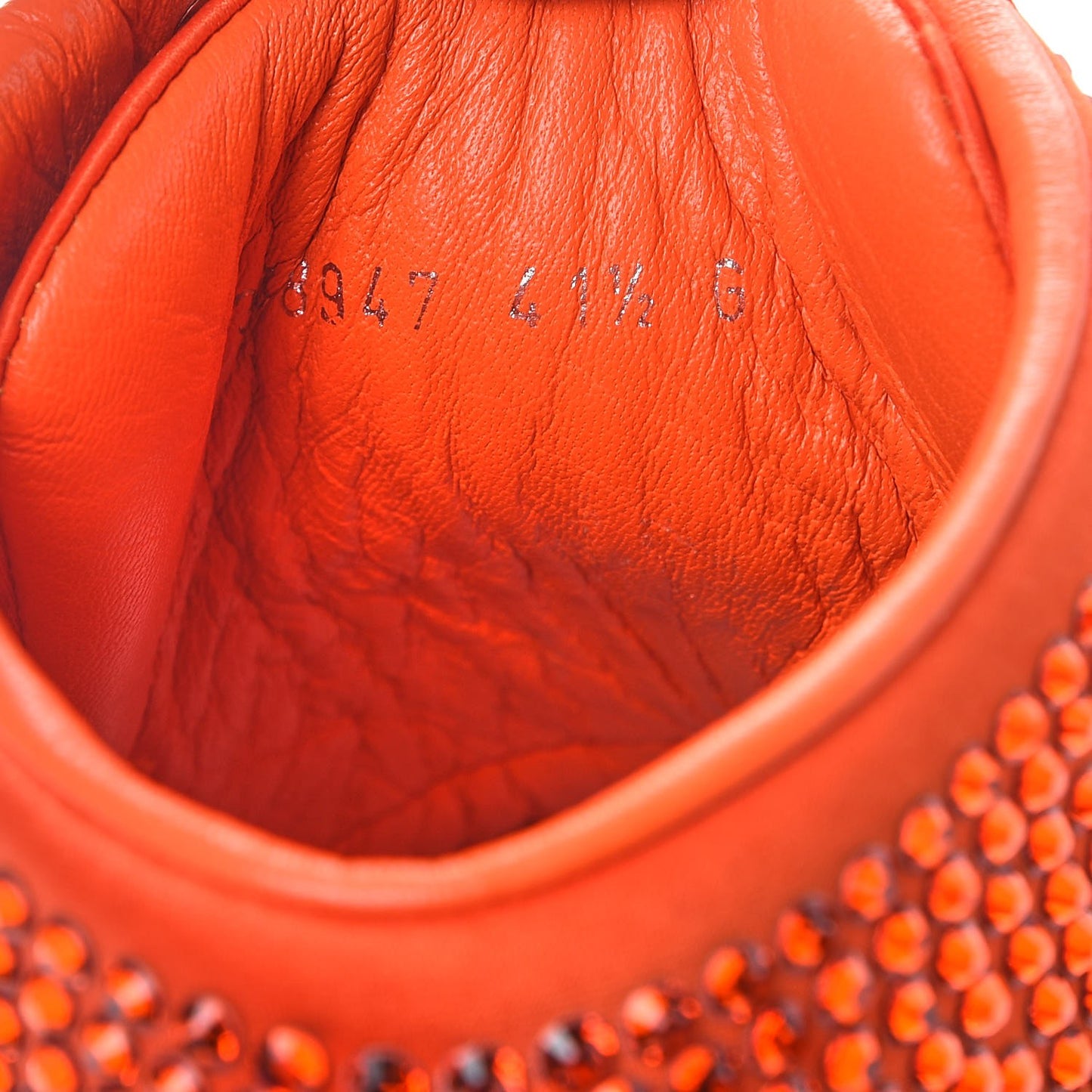 Satin Crystal High Top Sneakers 41.5 Orange