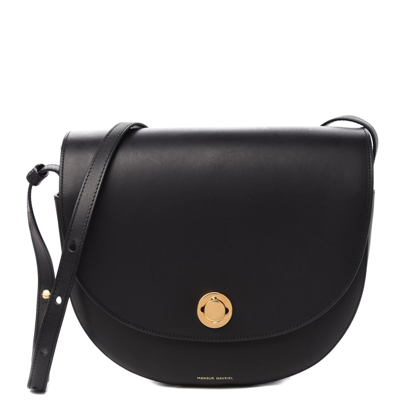 Calfskin Saddle Crossbody Bag Black