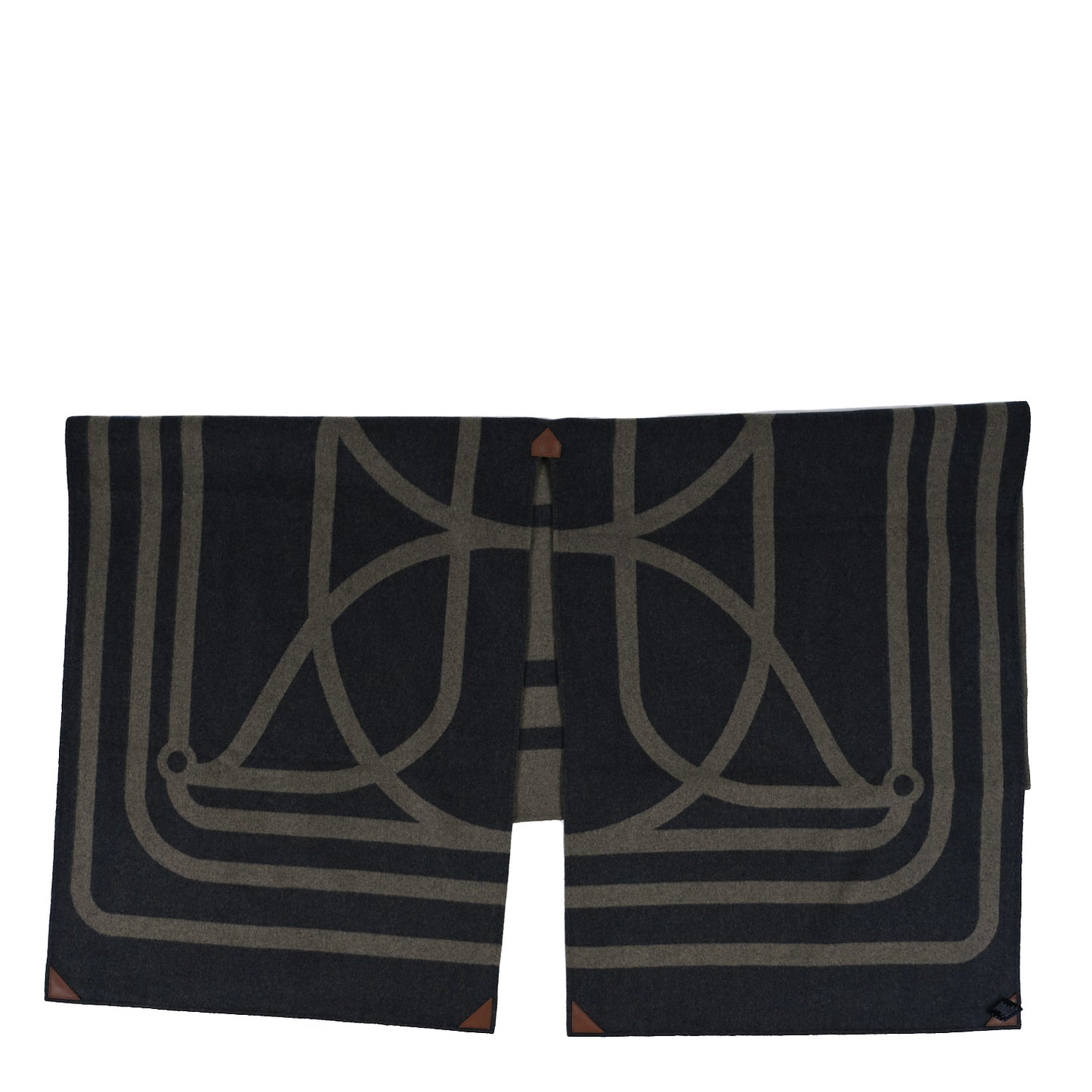 Cashmere Voltige Double Face Poncho Kaki Marine