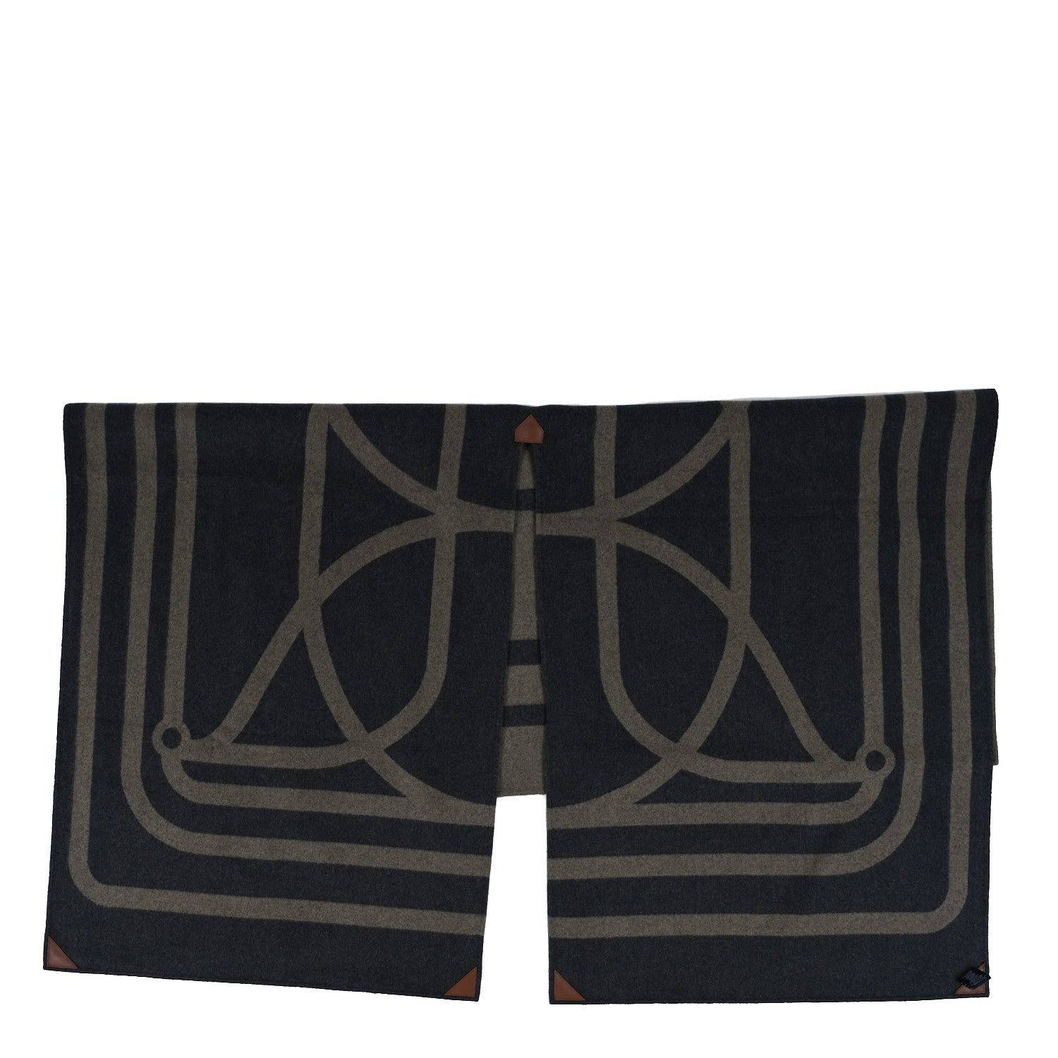 Hermes Cashmere Voltige Double Face Poncho Kaki Marine 1 of 4
