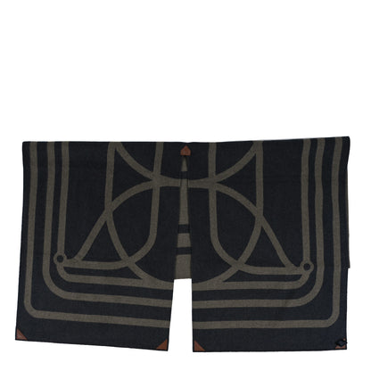 Hermes Cashmere Voltige Double Face Poncho Kaki Marine 1 of 4