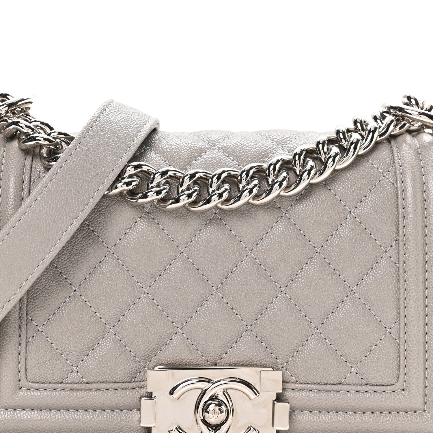 Chanel Caviar Quilted Small Boy Flap Grey 8 of 11