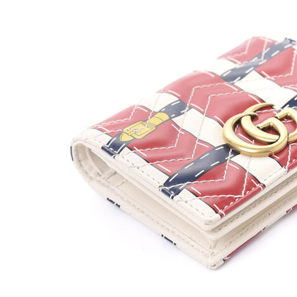 Gucci Calfskin Matelasse Trompe L'Oeil Print GG Marmont Card Case Wallet Off White 6 of 10