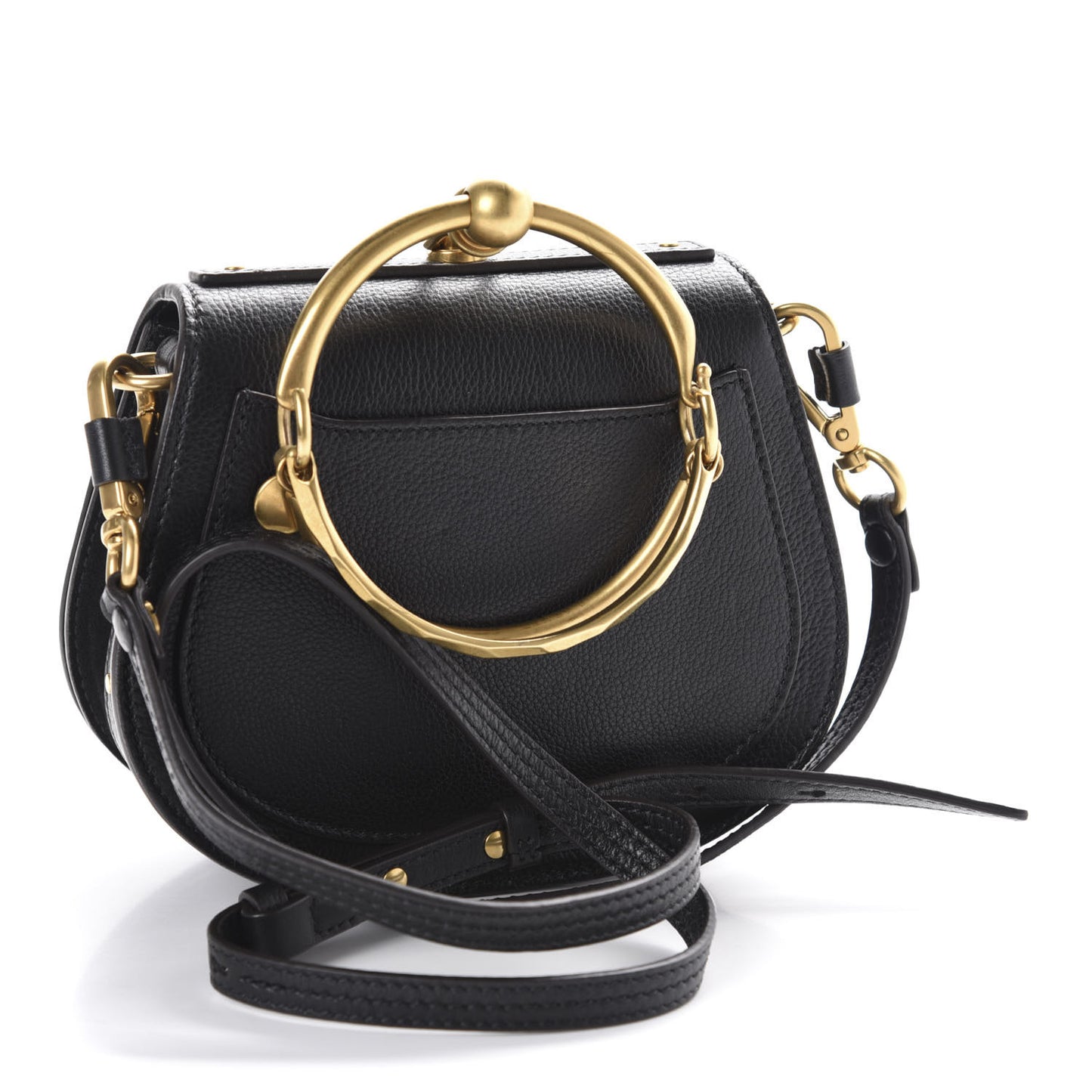 Calfskin Suede Small Nile Bracelet Bag Black