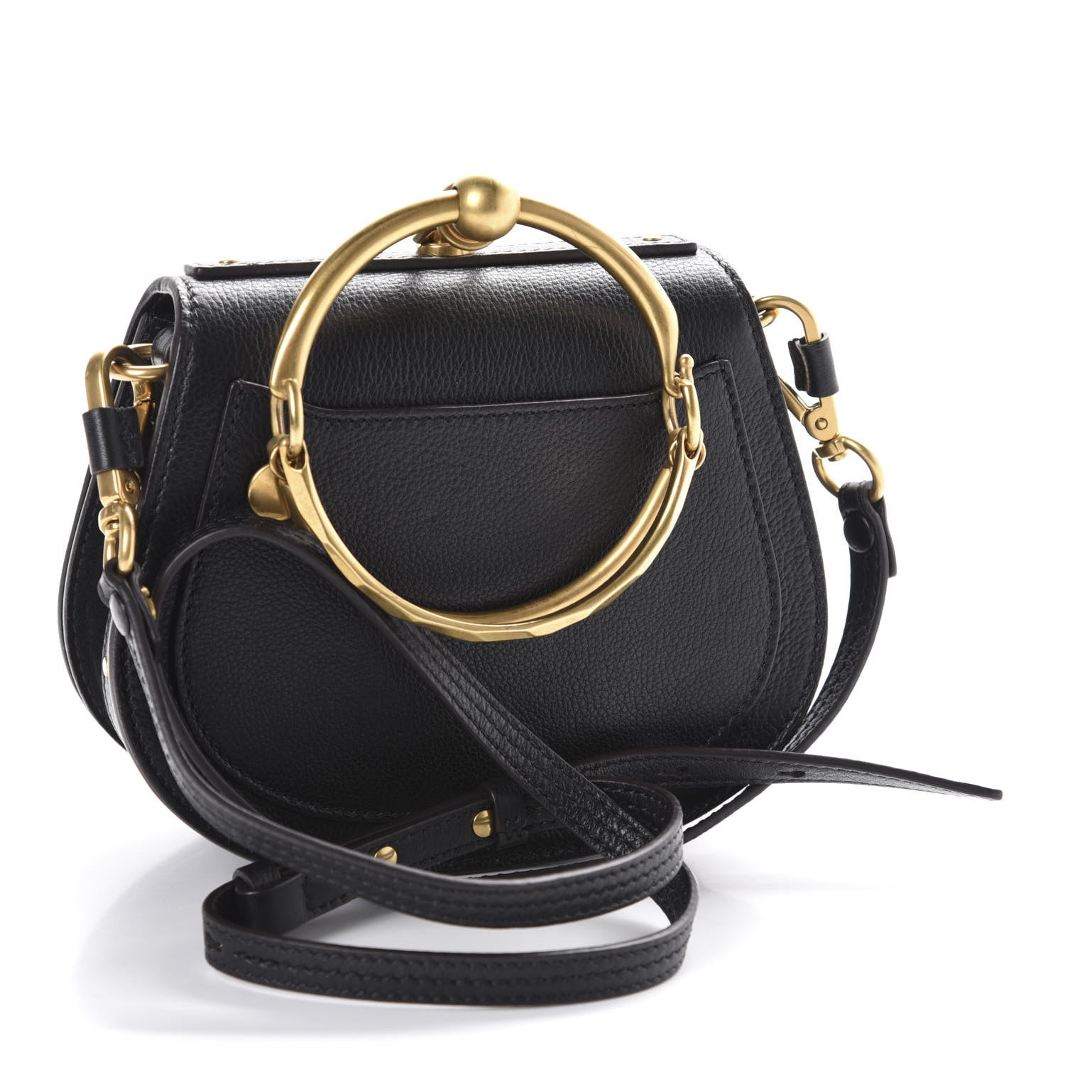 Chloe Calfskin Suede Small Nile Bracelet Bag Black 3 of 9