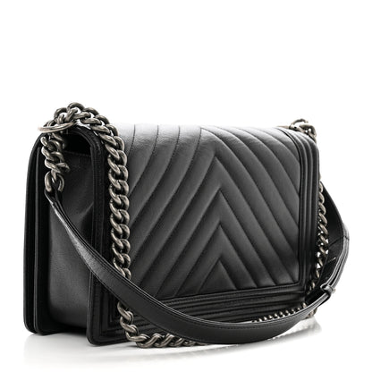 Chanel Caviar Chevron Quilted New Medium Boy Flap Black 3 of 11