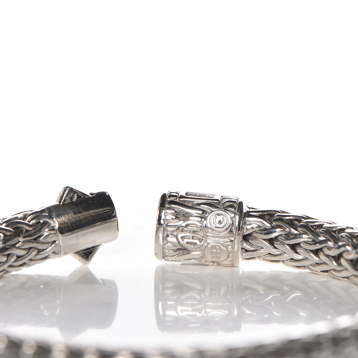 Sterling Silver Pave Diamond Medium Classic Chain Clasp Bracelet