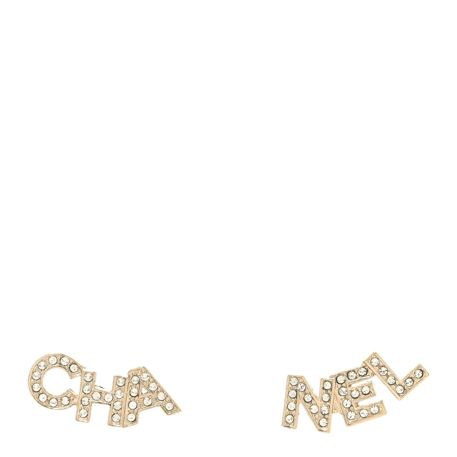Chanel Crystal Pearl Signature Stud Earrings Gold 1 of 4
