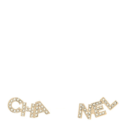 Chanel Crystal Pearl Signature Stud Earrings Gold 1 of 4