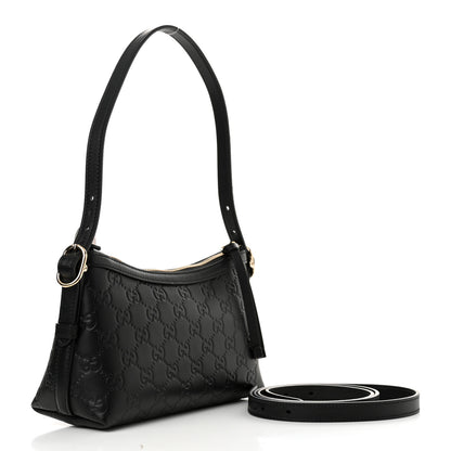 Gucci GG Calfskin Embossed Emblem Small Shoulder Bag Black 3 of 11