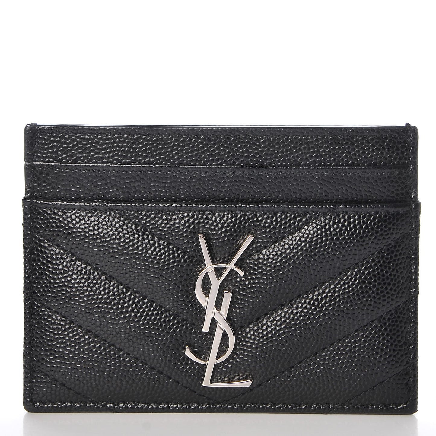 Grain De Poudre Matelasse Chevron Monogram Credit Card Case Black