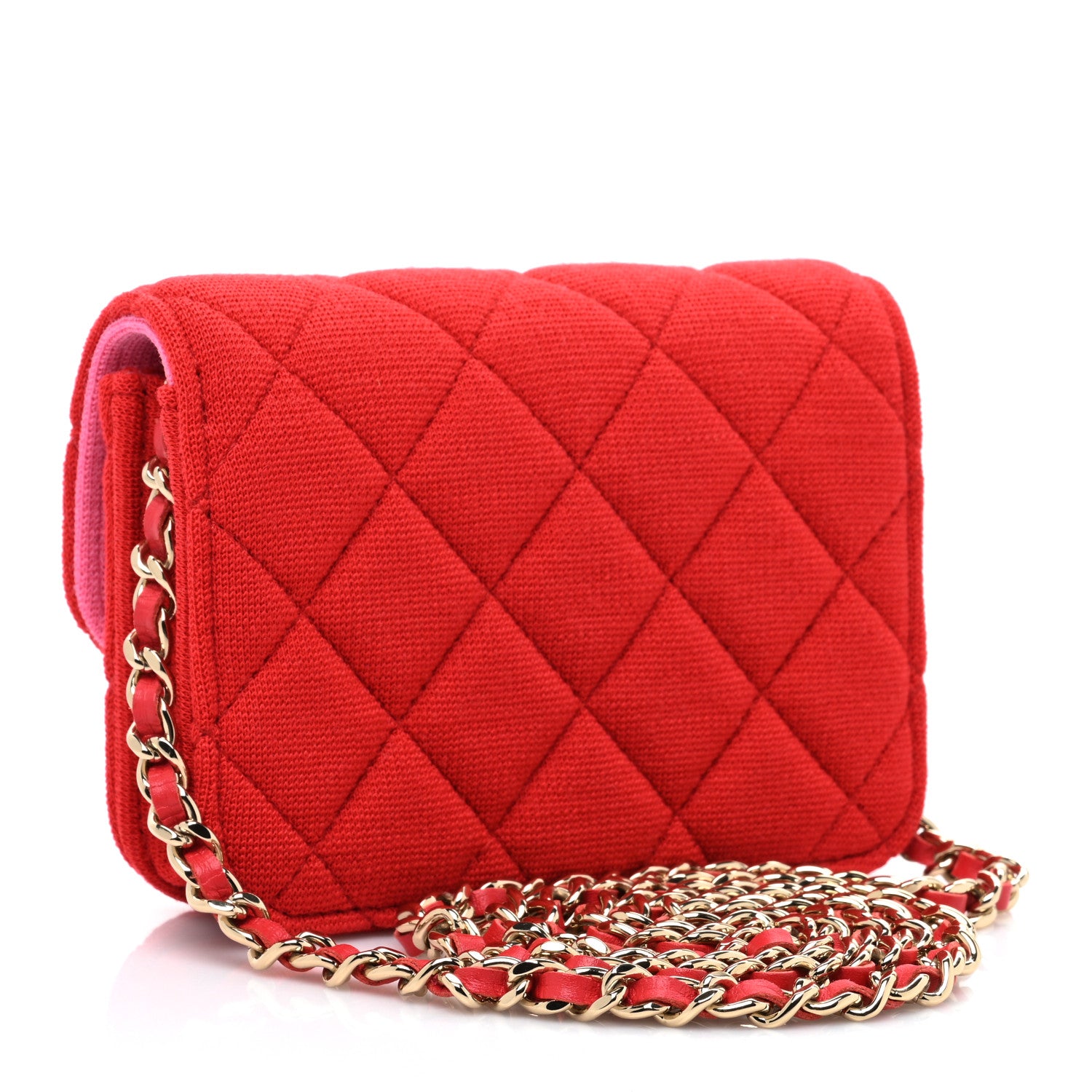Chanel Jersey Quilted Micro Mini Flap Red 3 of 10