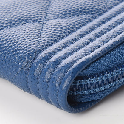 Chanel Caviar Quilted Boy Zip Around Coin Purse Wallet Dark Blue 6 of 10