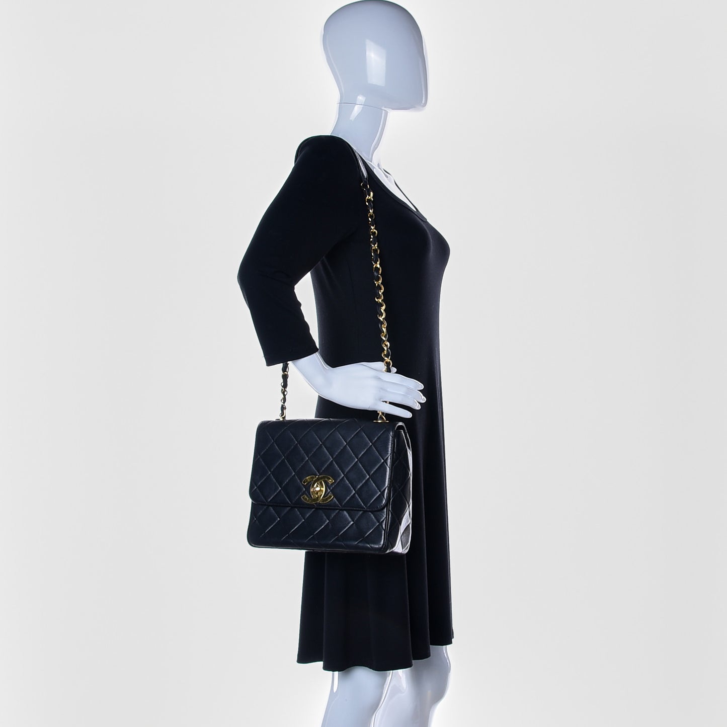 Lambskin Quilted Single Flap Bag Black