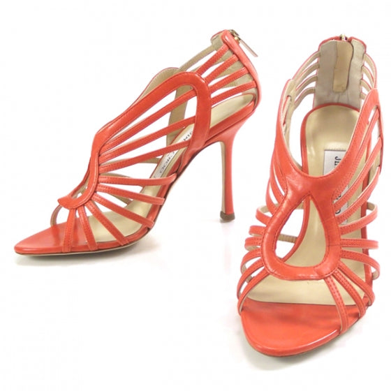 Jimmy Choo Kidskin Samoa Sandals 36.5 Orange 1 of 7