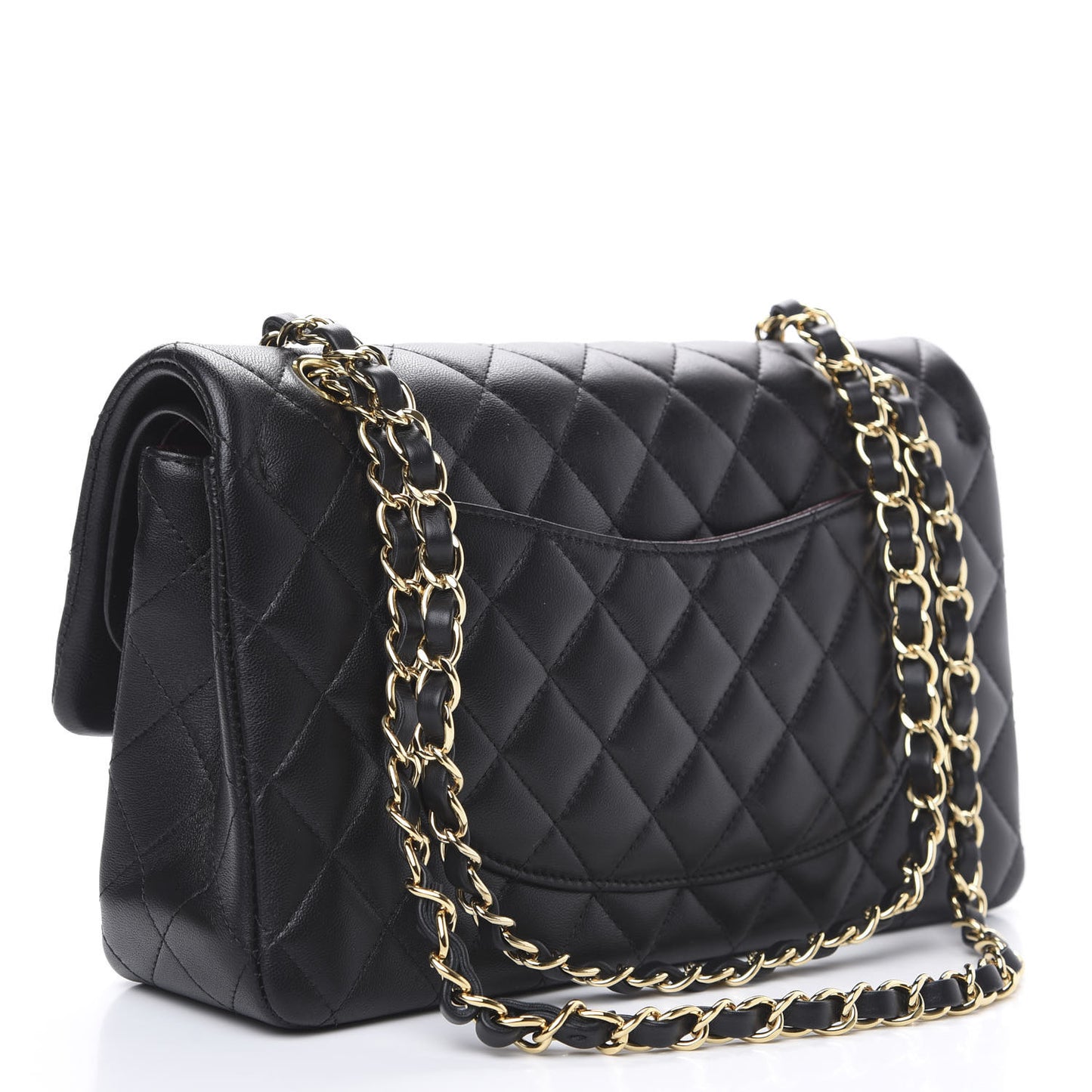 Lambskin Quilted Medium Double Flap Black