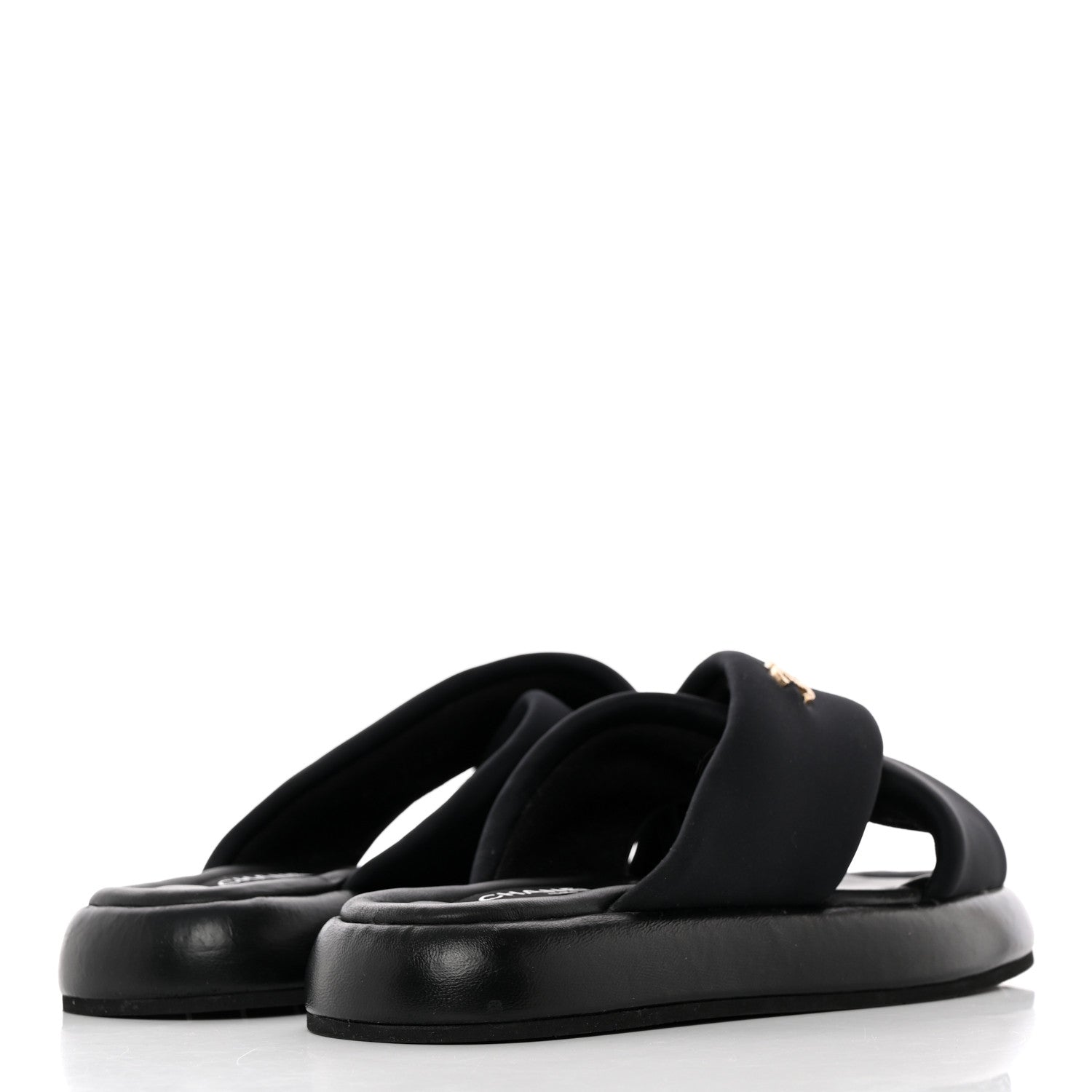 Chanel Fabric CC Mules Sandals 36 Black 4 of 15